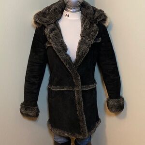 Women's Black Suede Long Coat